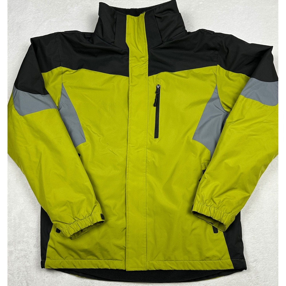 Outdoor Life Mens Winter Jacket Lime Green Black Colorblock Fleece Lined Small
